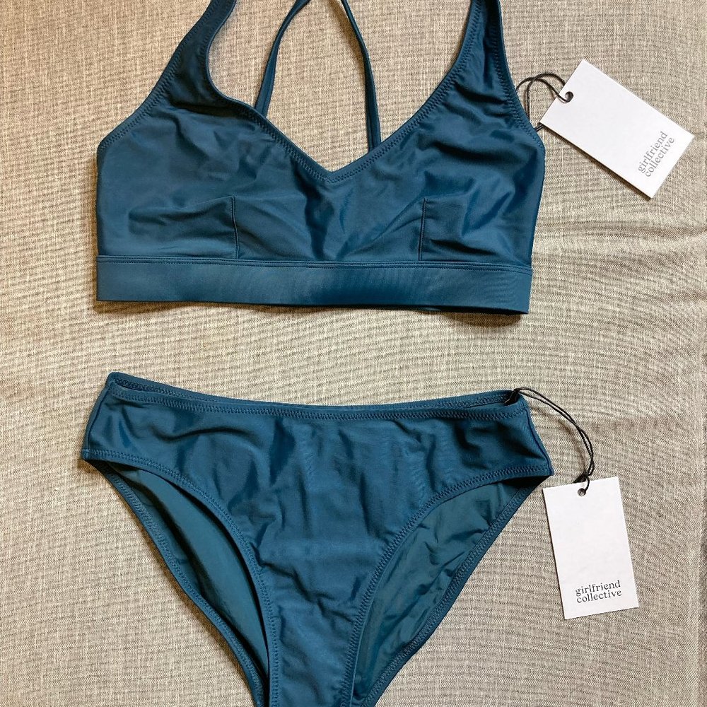 Two Piece Girlfriend Collective Swimsuit, Top size S, Bottoms size M
